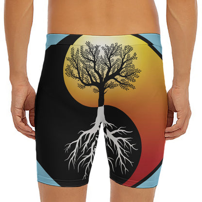 Yin Yang Tree Of Life Print Men's Long Boxer Briefs