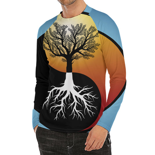 Yin Yang Tree Of Life Print Men's Long Sleeve Rash Guard