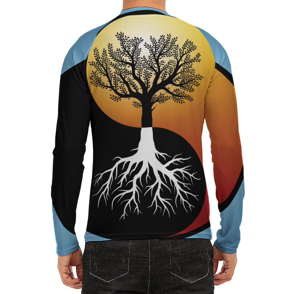 Yin Yang Tree Of Life Print Men's Long Sleeve Rash Guard