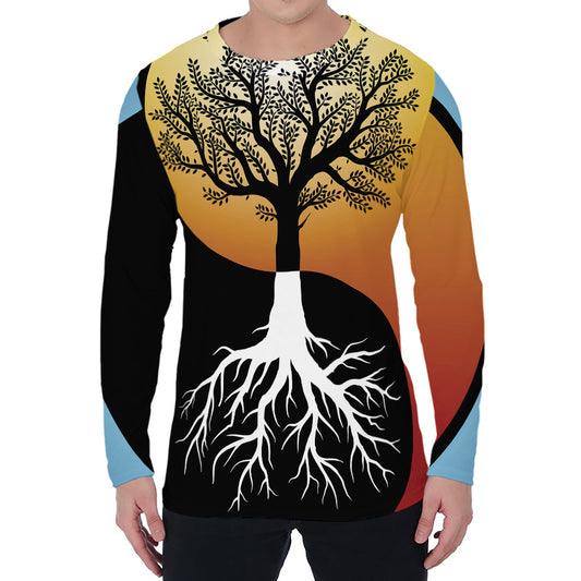 Yin Yang Tree Of Life Print Men's Long Sleeve T-Shirt