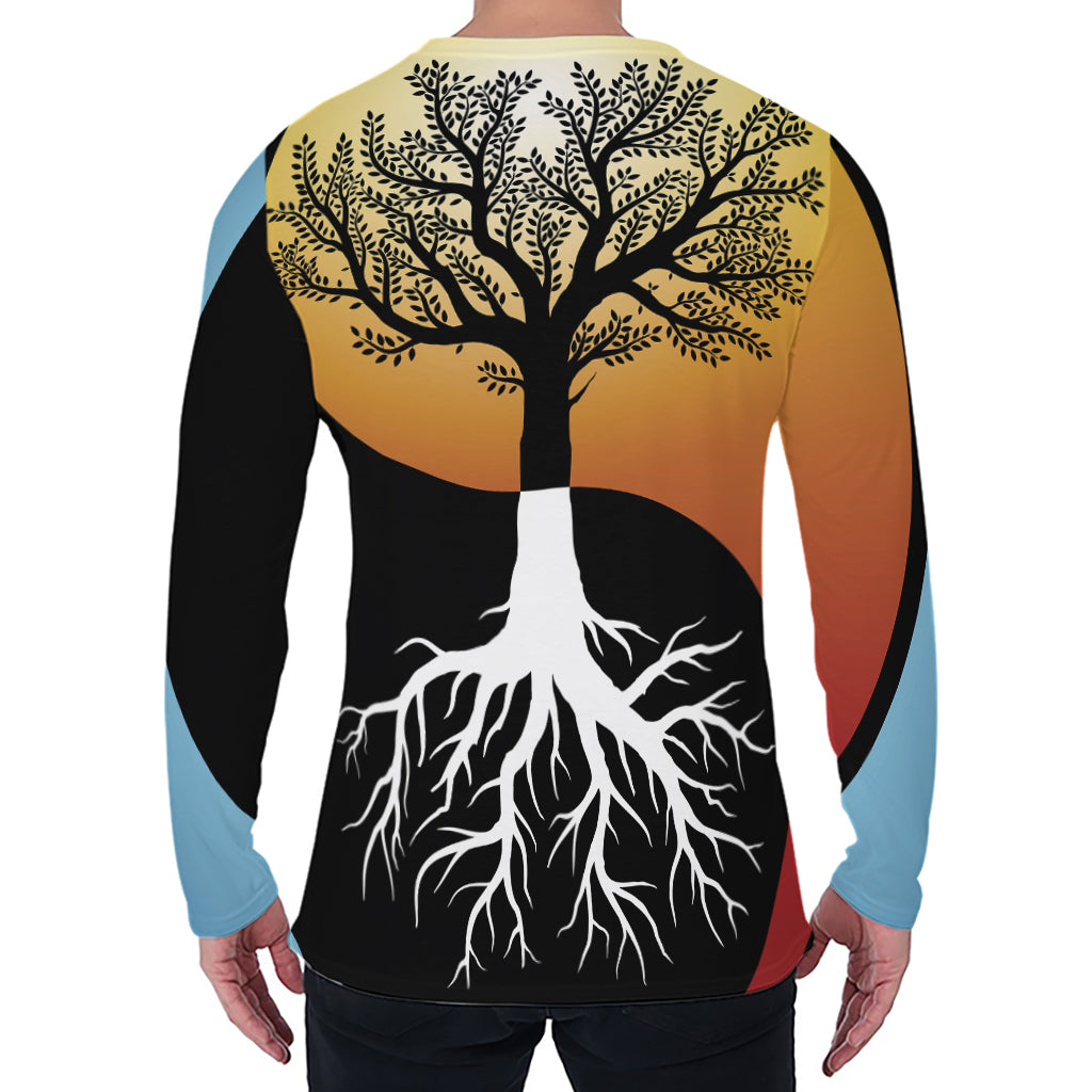 Yin Yang Tree Of Life Print Men's Long Sleeve T-Shirt