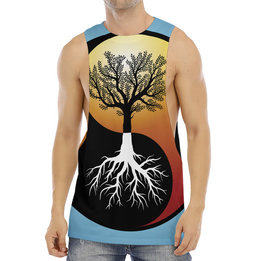 Yin Yang Tree Of Life Print Men's Muscle Tank Top