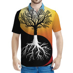 Yin Yang Tree Of Life Print Men's Polo Shirt