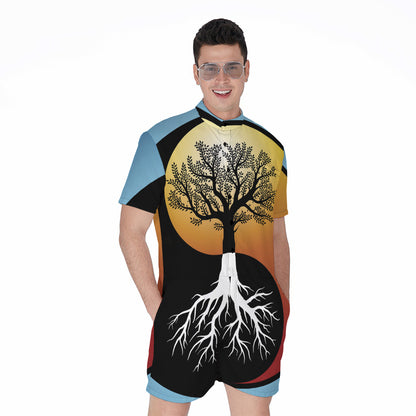 Yin Yang Tree Of Life Print Men's Rompers