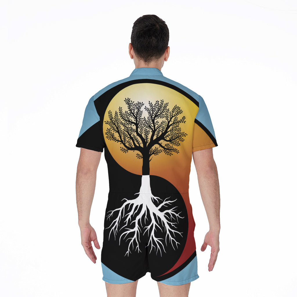 Yin Yang Tree Of Life Print Men's Rompers