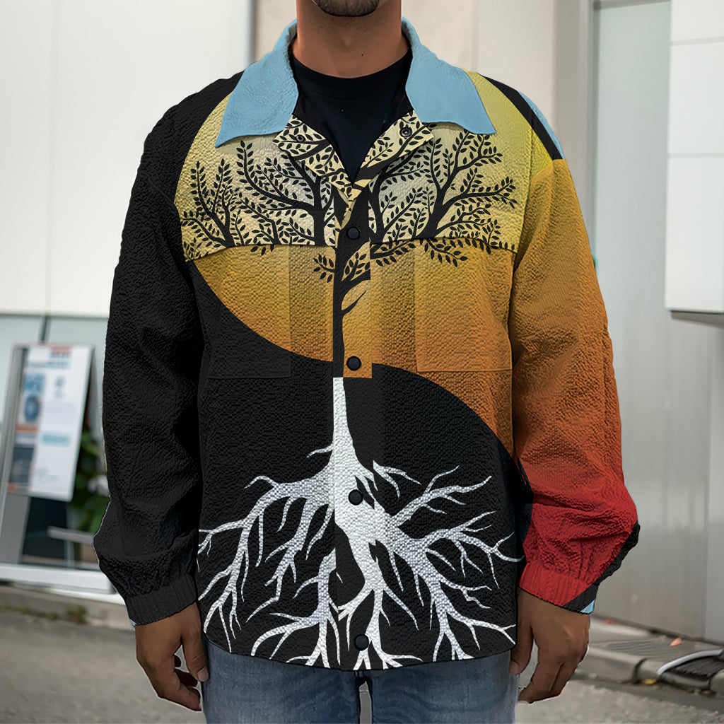 Yin Yang Tree Of Life Print Men's Shirt Jacket