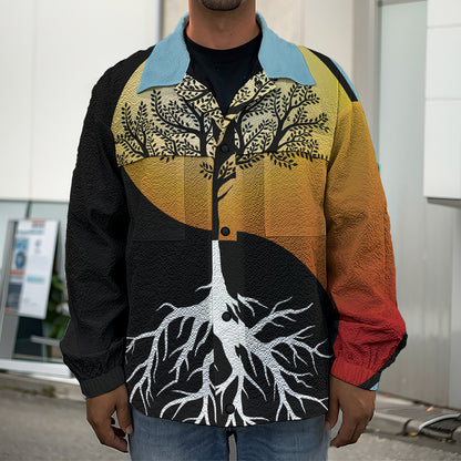 Yin Yang Tree Of Life Print Men's Shirt Jacket