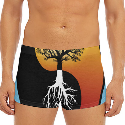 Yin Yang Tree Of Life Print Men's Short Boxer Briefs