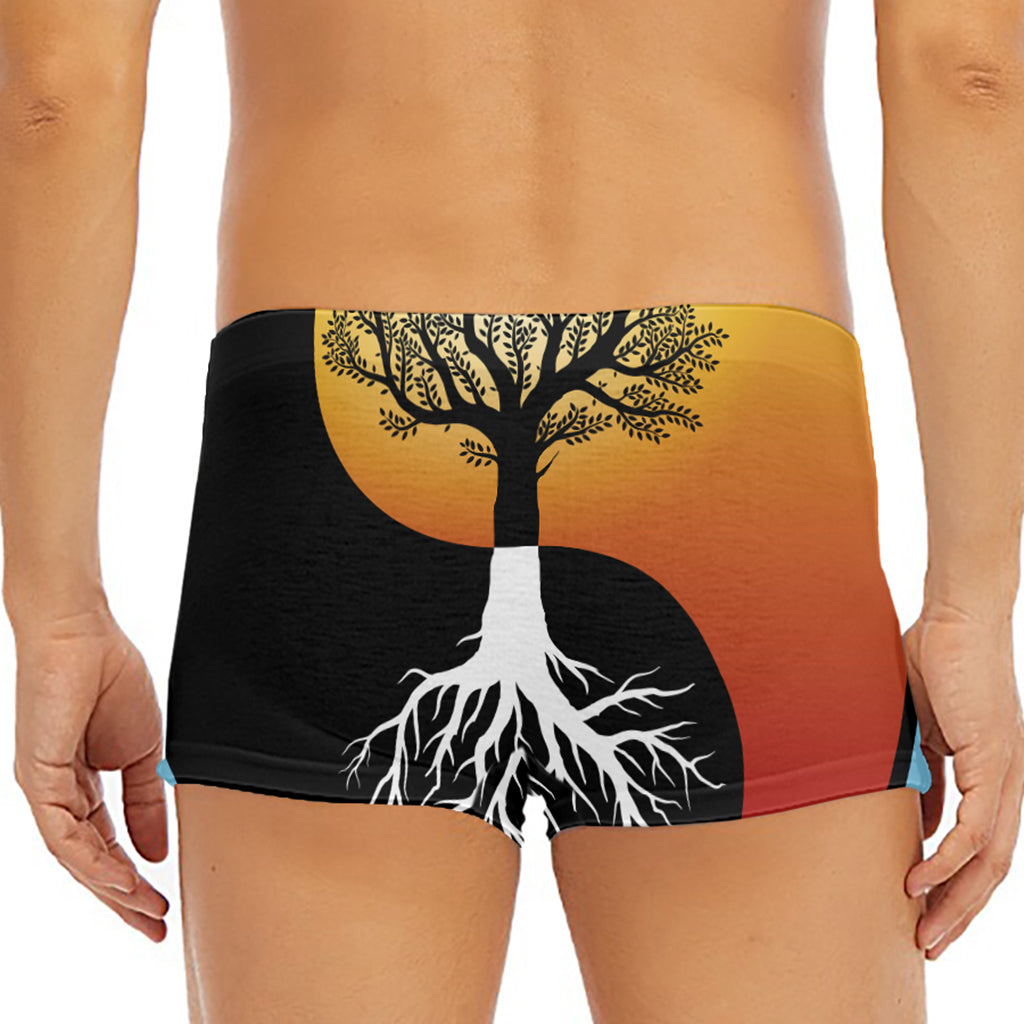 Yin Yang Tree Of Life Print Men's Short Boxer Briefs