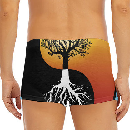 Yin Yang Tree Of Life Print Men's Short Boxer Briefs