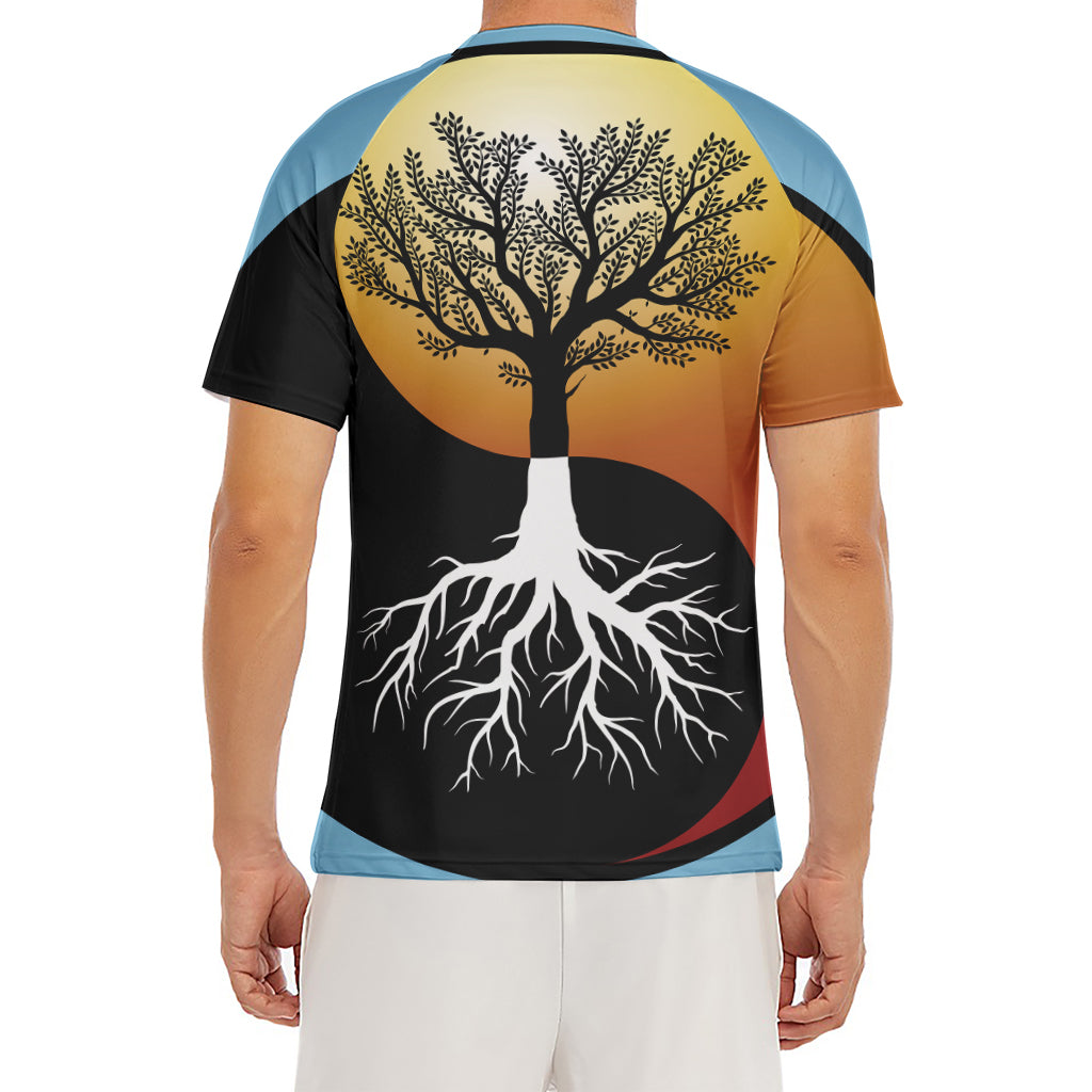 Yin Yang Tree Of Life Print Men's Short Sleeve Rash Guard