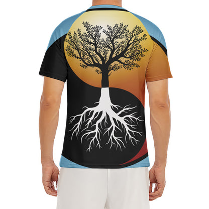 Yin Yang Tree Of Life Print Men's Short Sleeve Rash Guard