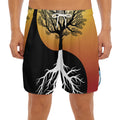 Yin Yang Tree Of Life Print Men's Split Running Shorts