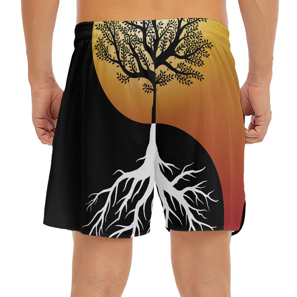 Yin Yang Tree Of Life Print Men's Split Running Shorts