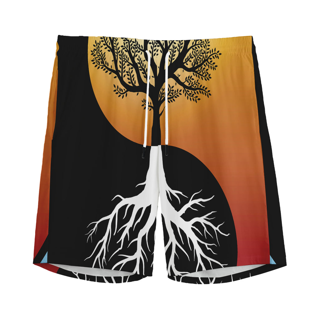 Yin Yang Tree Of Life Print Men's Sports Shorts