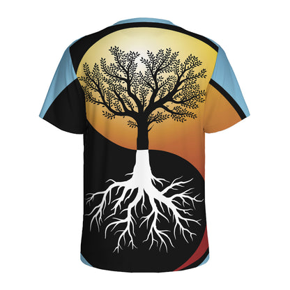 Yin Yang Tree Of Life Print Men's Sports T-Shirt