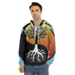 Yin Yang Tree Of Life Print Men's Velvet Pullover Hoodie