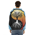 Yin Yang Tree Of Life Print Men's Velvet Pullover Hoodie