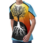 Yin Yang Tree Of Life Print Men's Velvet T-Shirt