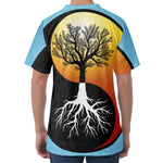 Yin Yang Tree Of Life Print Men's Velvet T-Shirt