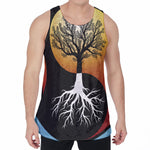 Yin Yang Tree Of Life Print Men's Velvet Tank Top