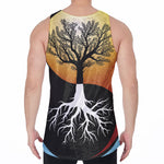 Yin Yang Tree Of Life Print Men's Velvet Tank Top