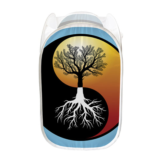 Yin Yang Tree Of Life Print Mesh Laundry Hamper