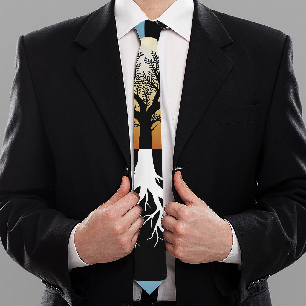 Yin Yang Tree Of Life Print Necktie