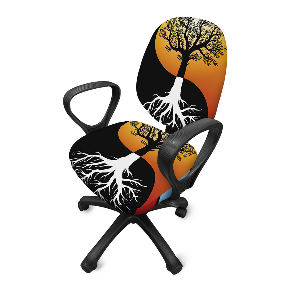 Yin Yang Tree Of Life Print Office Chair Cover