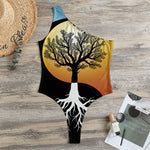 Yin Yang Tree Of Life Print One Shoulder Bodysuit