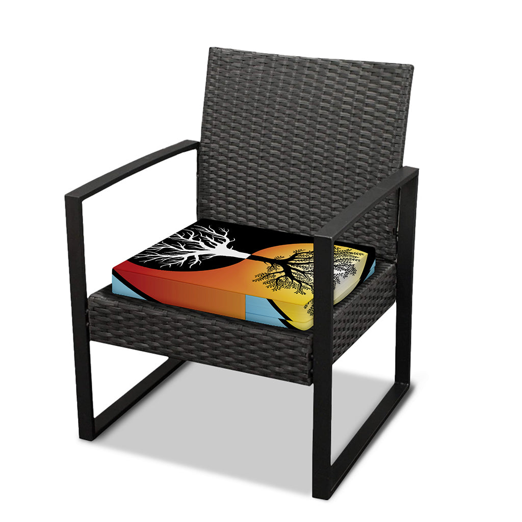 Yin Yang Tree Of Life Print Outdoor Seat Cushion Cover