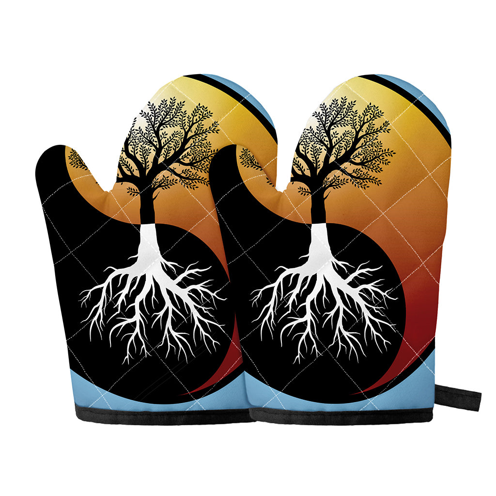 Yin Yang Tree Of Life Print Oven Mitts