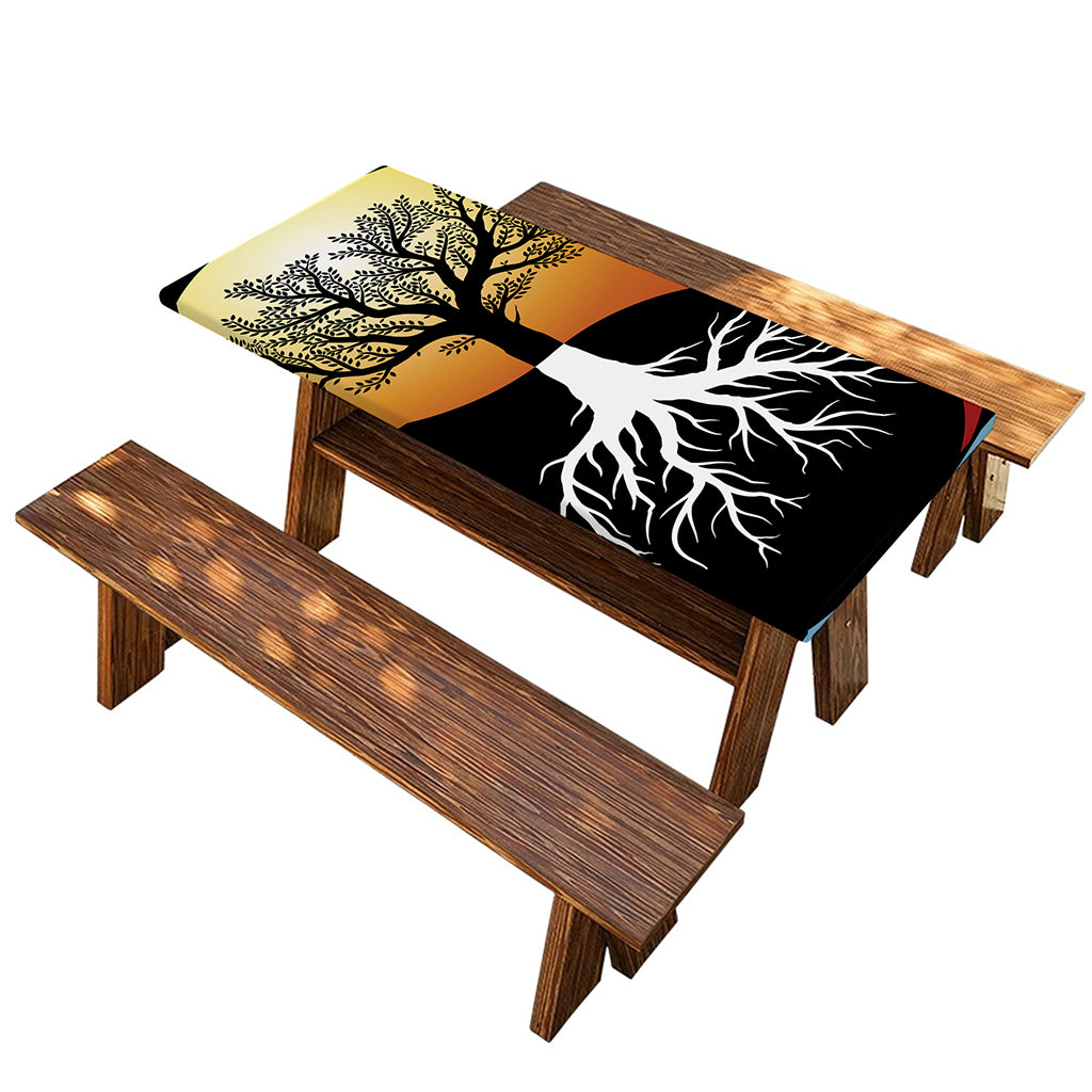 Yin Yang Tree Of Life Print Picnic Table Cover