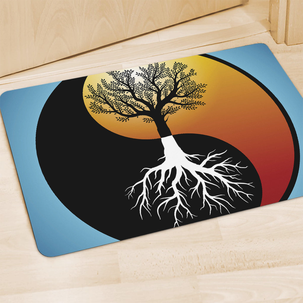 Yin Yang Tree Of Life Print Polyester Doormat