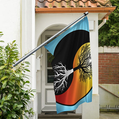 Yin Yang Tree Of Life Print Polyester Flag