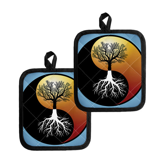 Yin Yang Tree Of Life Print Pot Holders