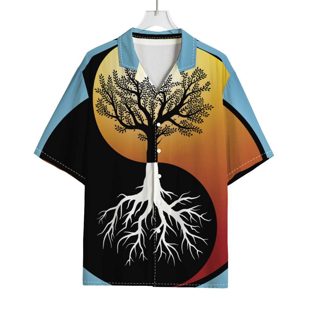Yin Yang Tree Of Life Print Rayon Hawaiian Shirt