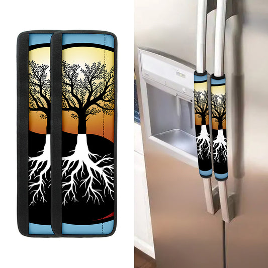 Yin Yang Tree Of Life Print Refrigerator Handle Covers