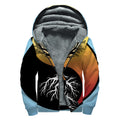 Yin Yang Tree Of Life Print Sherpa Lined Zip Up Hoodie