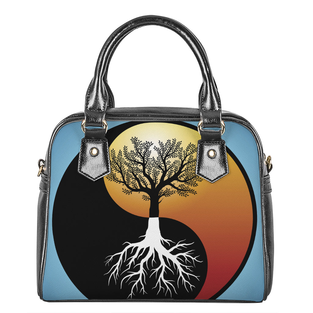 Yin Yang Tree Of Life Print Shoulder Handbag