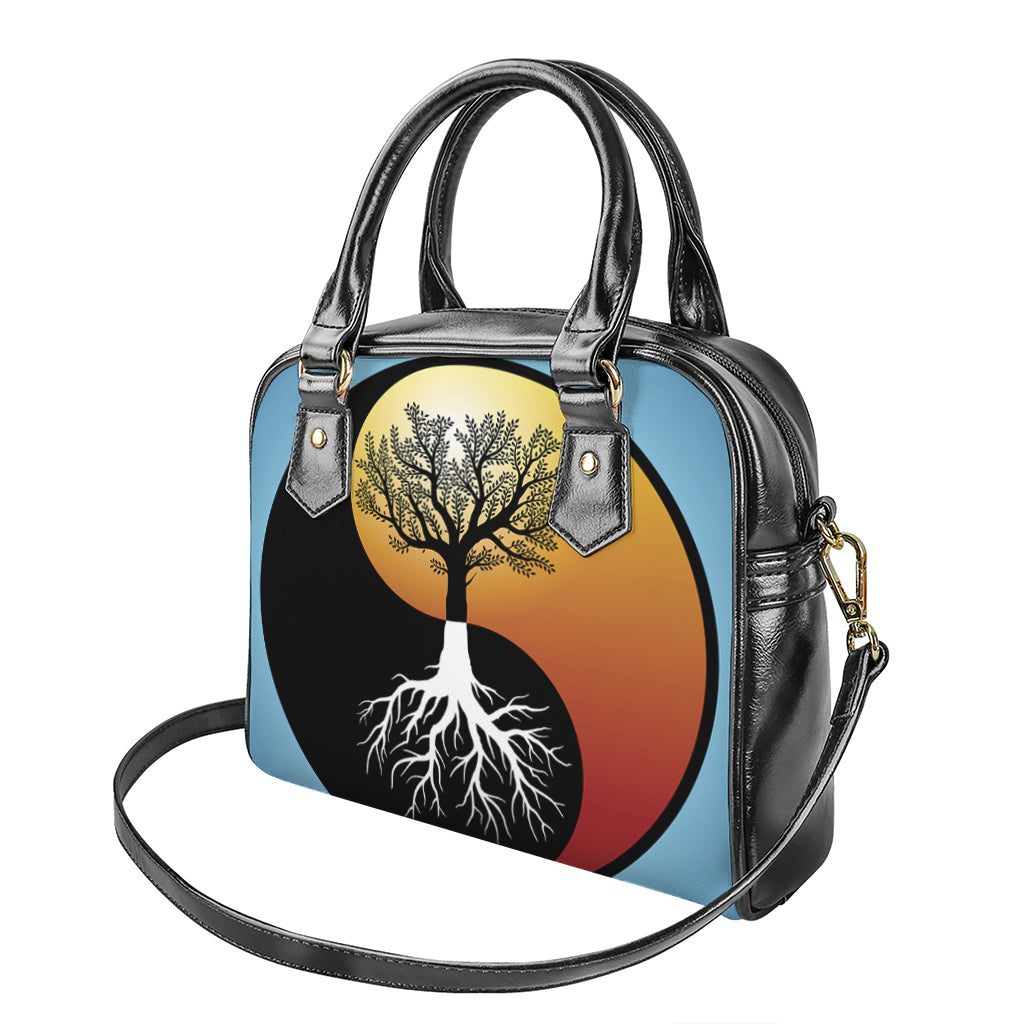 Yin Yang Tree Of Life Print Shoulder Handbag
