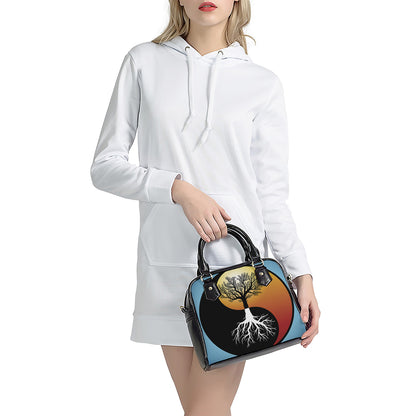 Yin Yang Tree Of Life Print Shoulder Handbag
