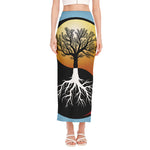 Yin Yang Tree Of Life Print Side Slit Maxi Skirt