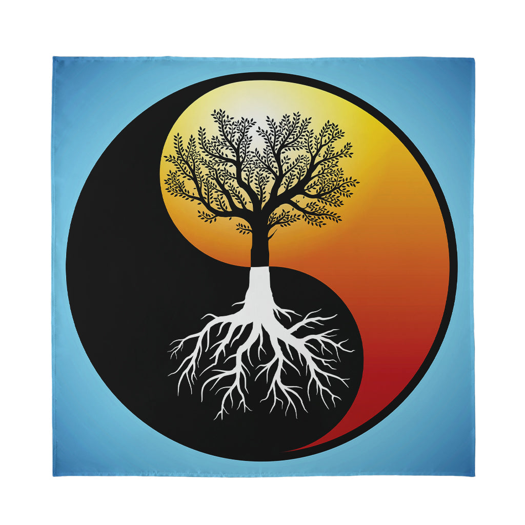 Yin Yang Tree Of Life Print Silk Bandana