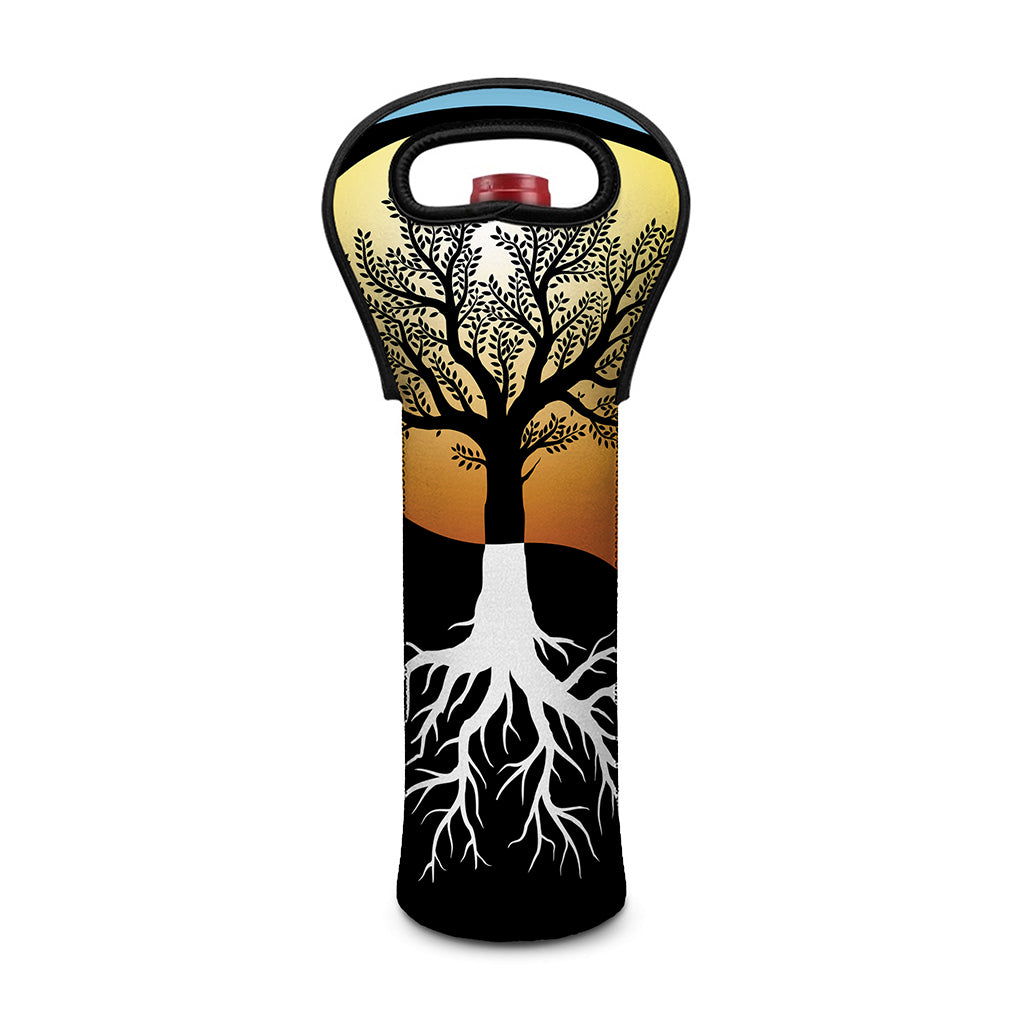 Yin Yang Tree Of Life Print Single Neoprene Wine Tote