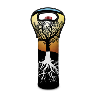 Yin Yang Tree Of Life Print Single Neoprene Wine Tote