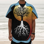 Yin Yang Tree Of Life Print Textured Short Sleeve Shirt
