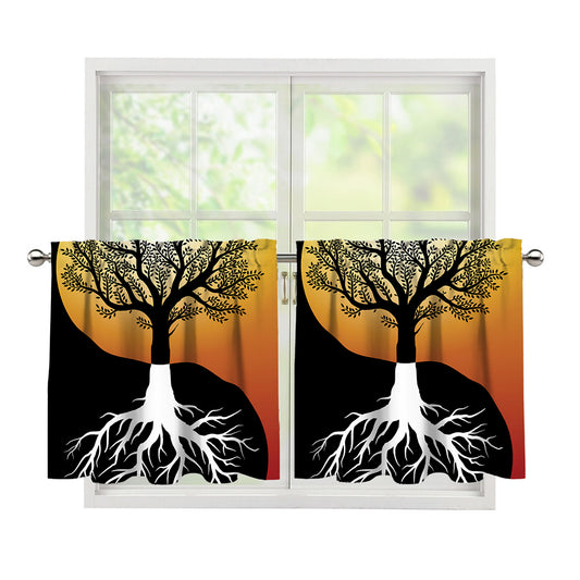 Yin Yang Tree Of Life Print Tier Curtains