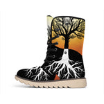 Yin Yang Tree Of Life Print Winter Boots