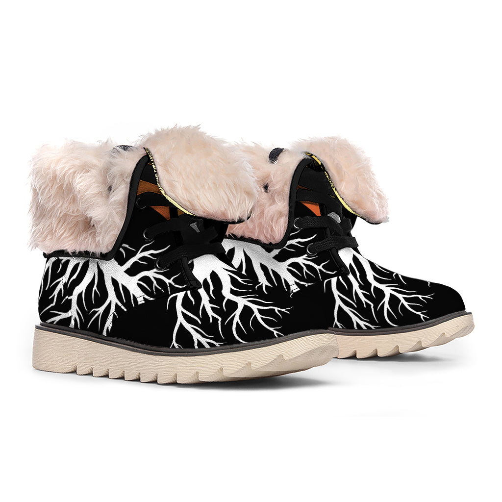 Yin Yang Tree Of Life Print Winter Boots